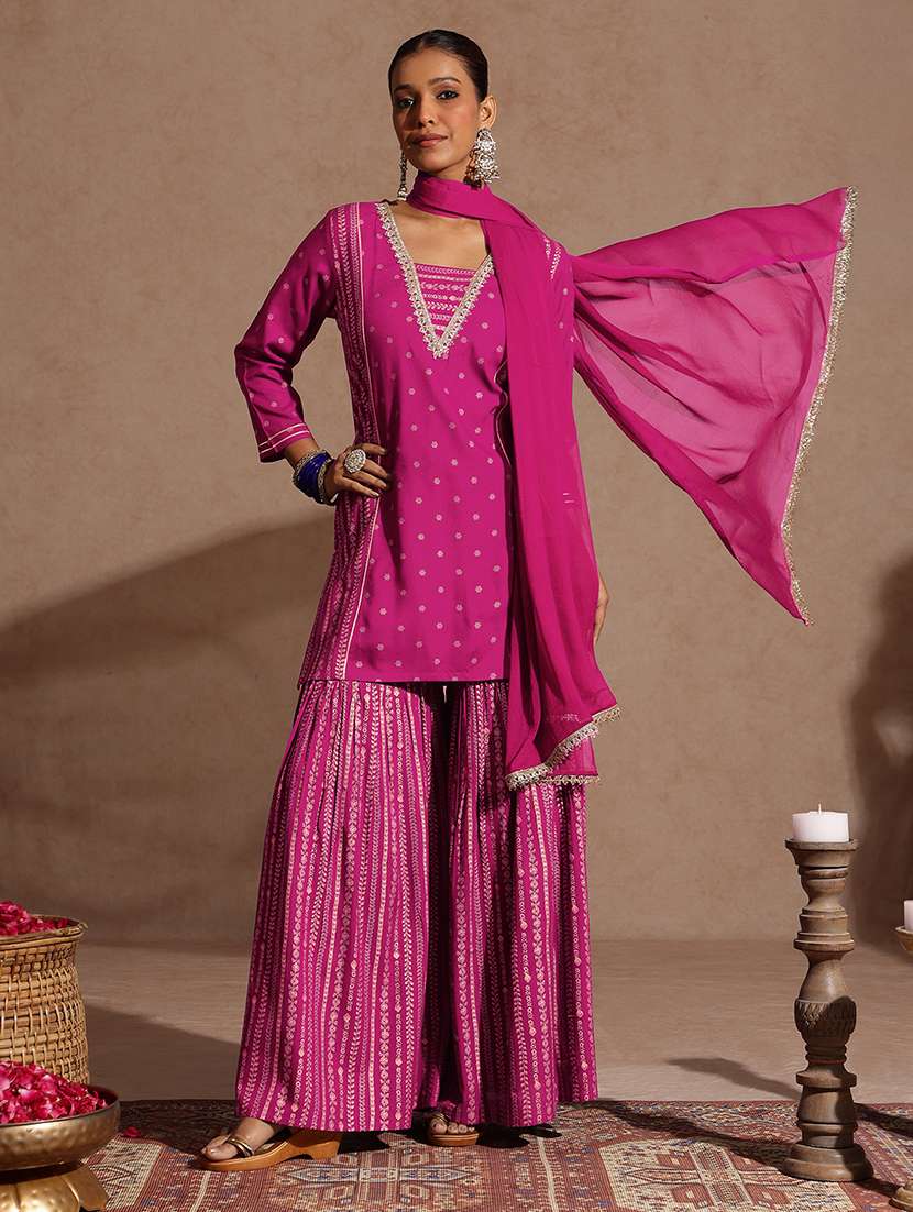 women pink kurta sharara set - 22439997 -  Standard Image - 3
