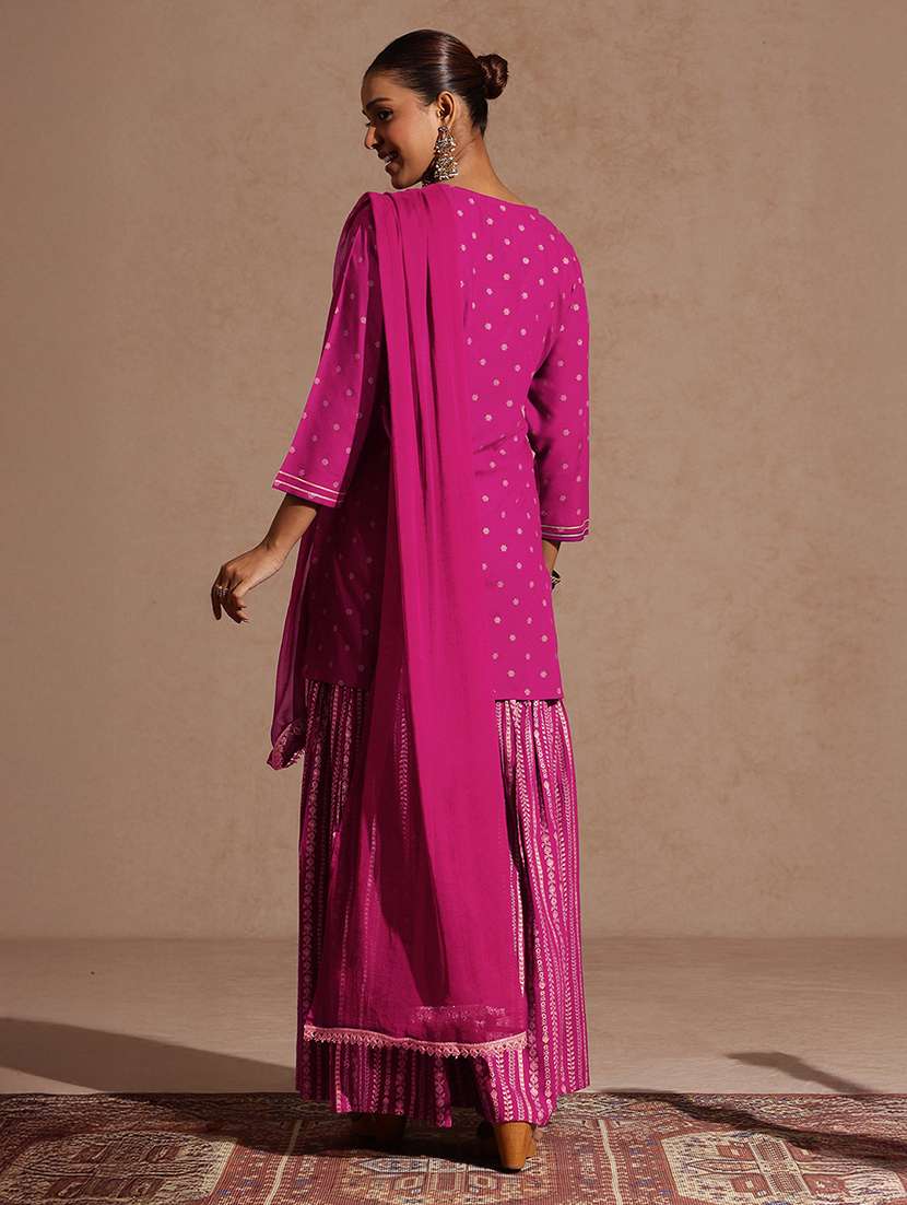 women pink kurta sharara set - 22439997 -  Standard Image - 5