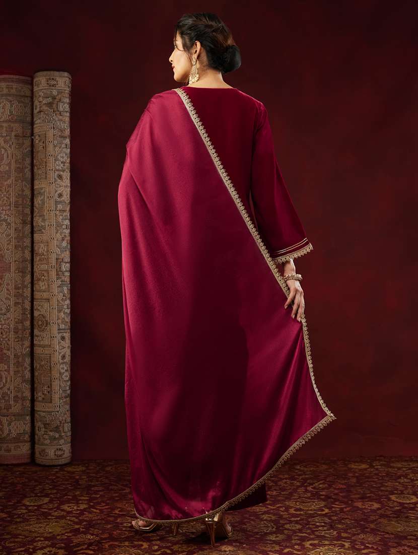 women red kurta pant set - 22440000 -  Standard Image - 5