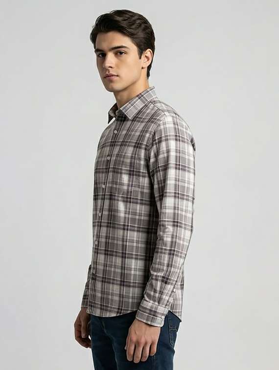 men checkered long sleeve regular fit casual shirt - 22440027 -  Standard Image - 3
