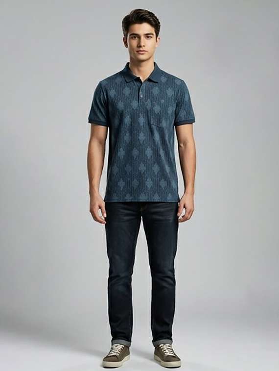 men printed short sleeve regular fit polo t-shirt - 22440031 -  Standard Image - 3