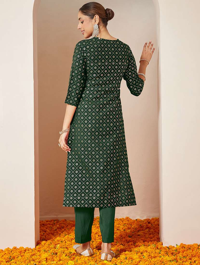 women green kurta pant set - 22440035 -  Standard Image - 5