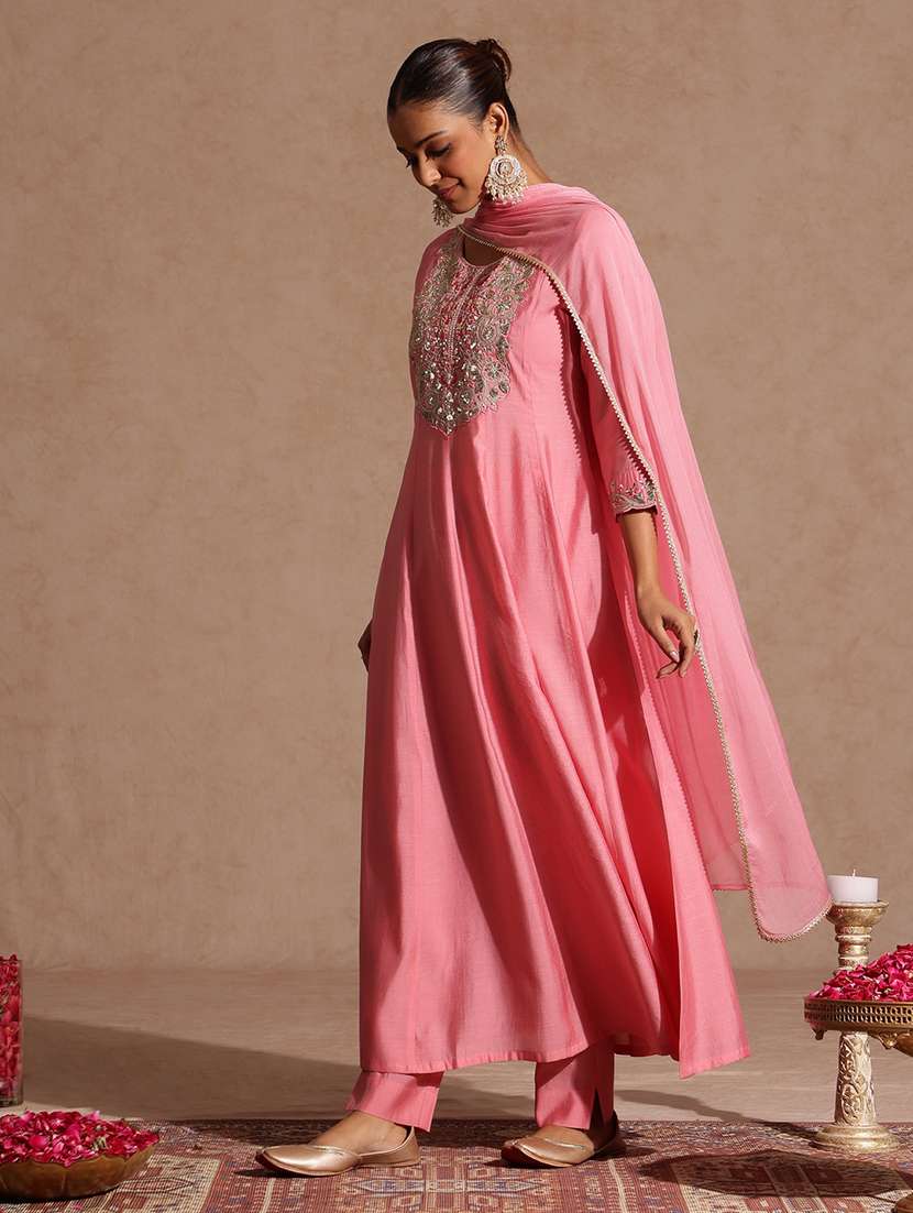 women pink kurta pant set - 22440040 -  Standard Image - 3