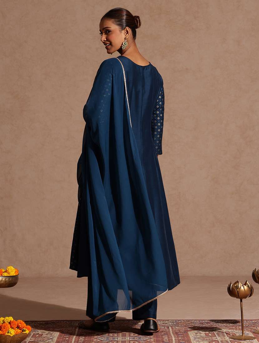 women teal kurta dupatta set - 22440043 -  Standard Image - 5