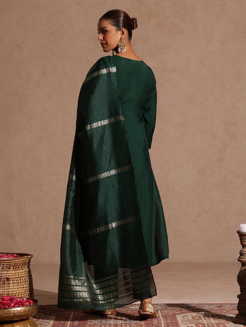 women bottle green kurta dupatta set - 22440057 -  Standard Image - 5