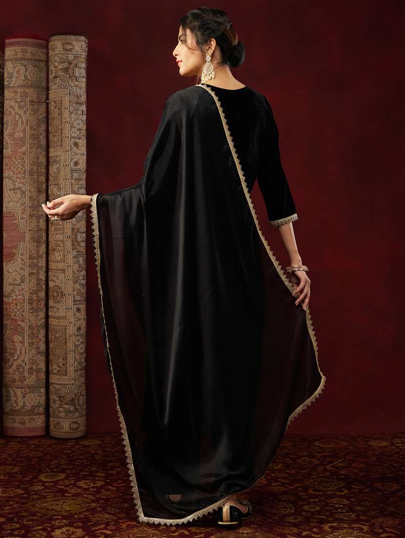 women black kurta dupatta set - 22440058 -  Standard Image - 5