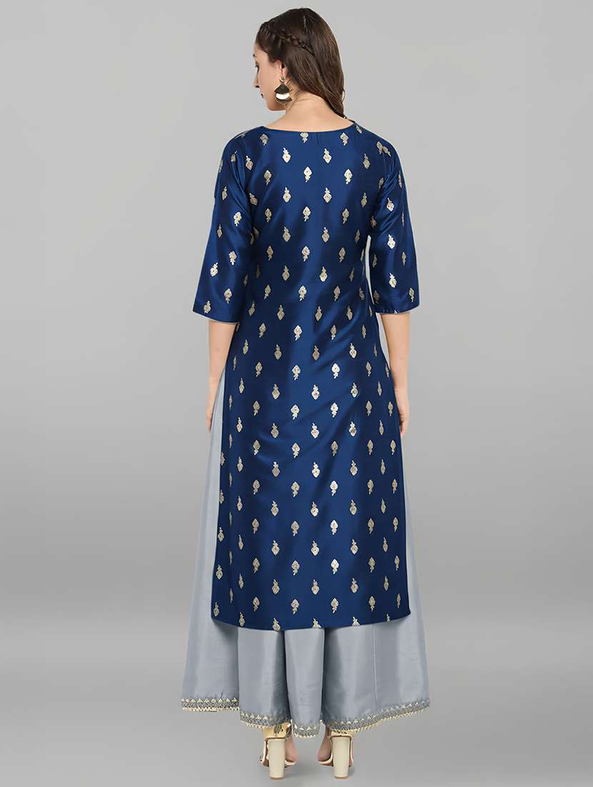 women navy blue kurta pant set - 22440069 -  Standard Image - 5