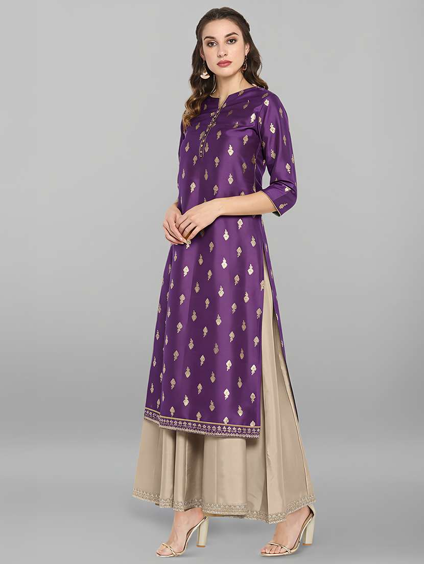 women purple kurta pant set - 22440070 -  Standard Image - 3