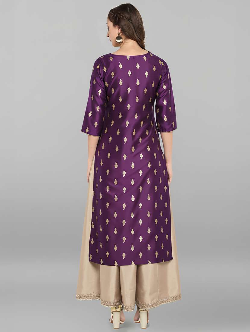 women purple kurta pant set - 22440070 -  Standard Image - 5