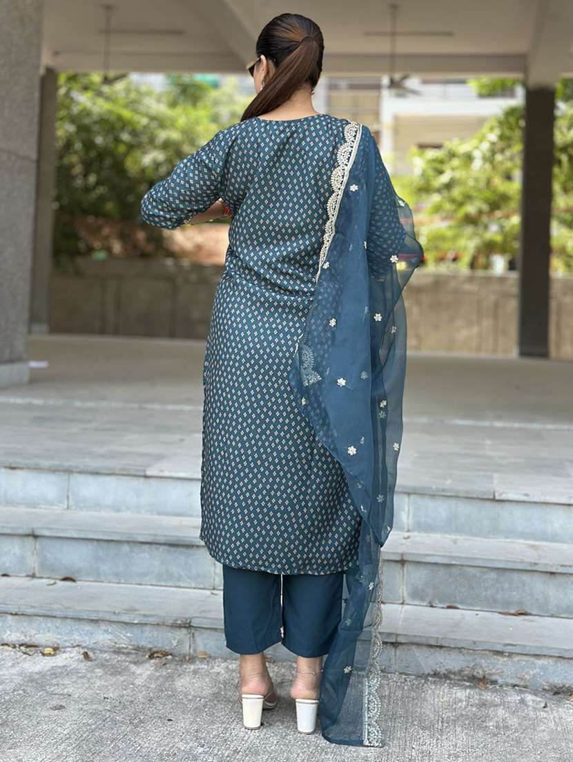Women Printed Three Quarter Sleeve Kurta Pant With Dupatta Set - 22440117 -  Standard Image - 3