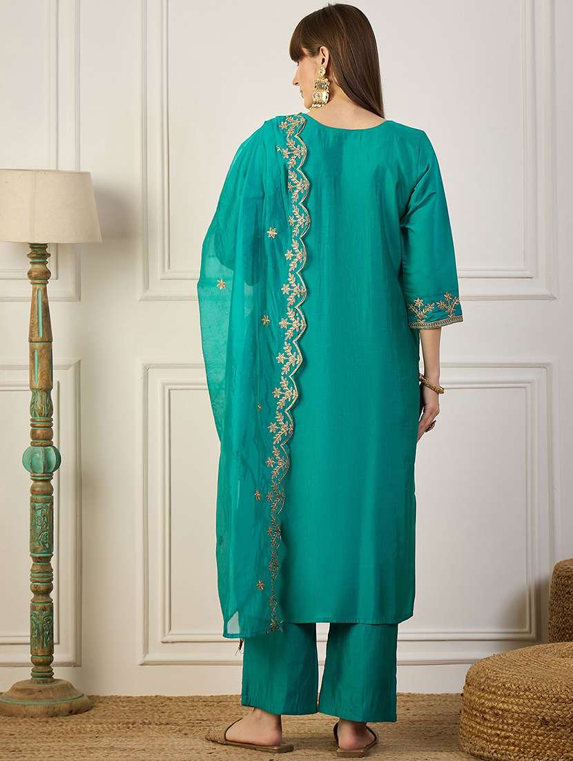 women blue kurta dupatta set - 22440192 -  Standard Image - 3