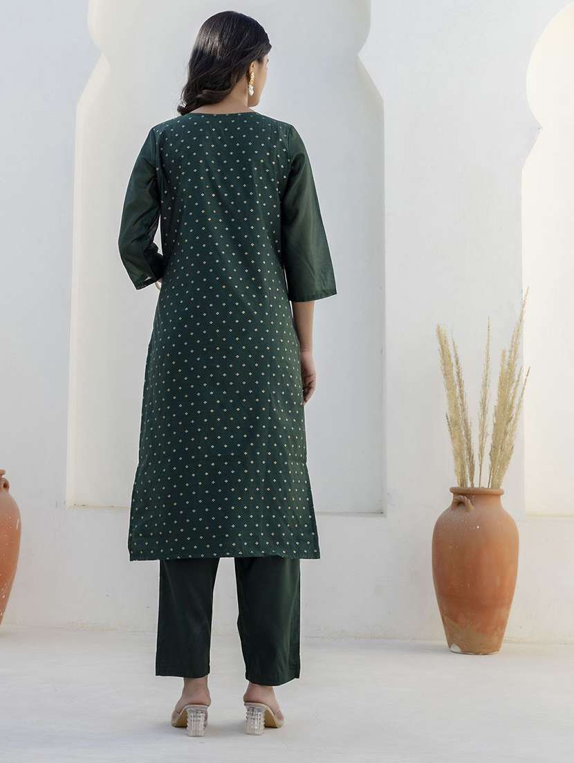 Women Green Kurta Dupatta Set - 22440261 -  Standard Image - 3