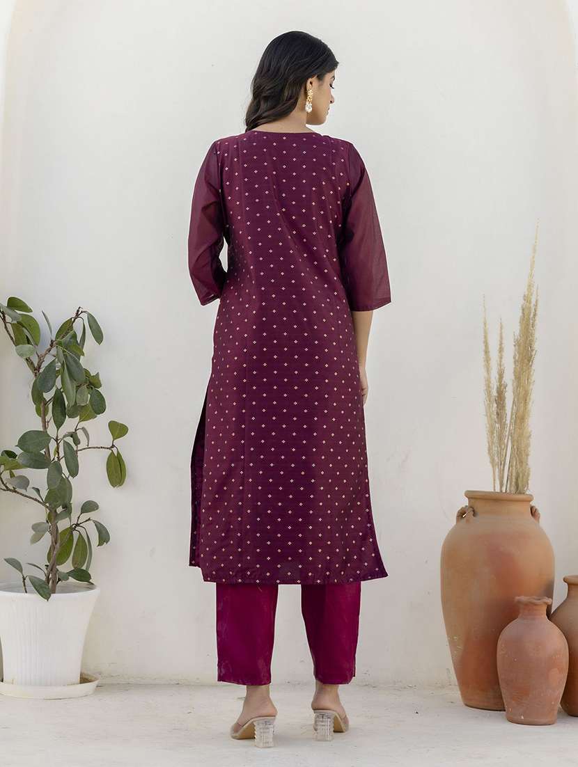 women purple kurta dupatta set - 22440264 -  Standard Image - 3
