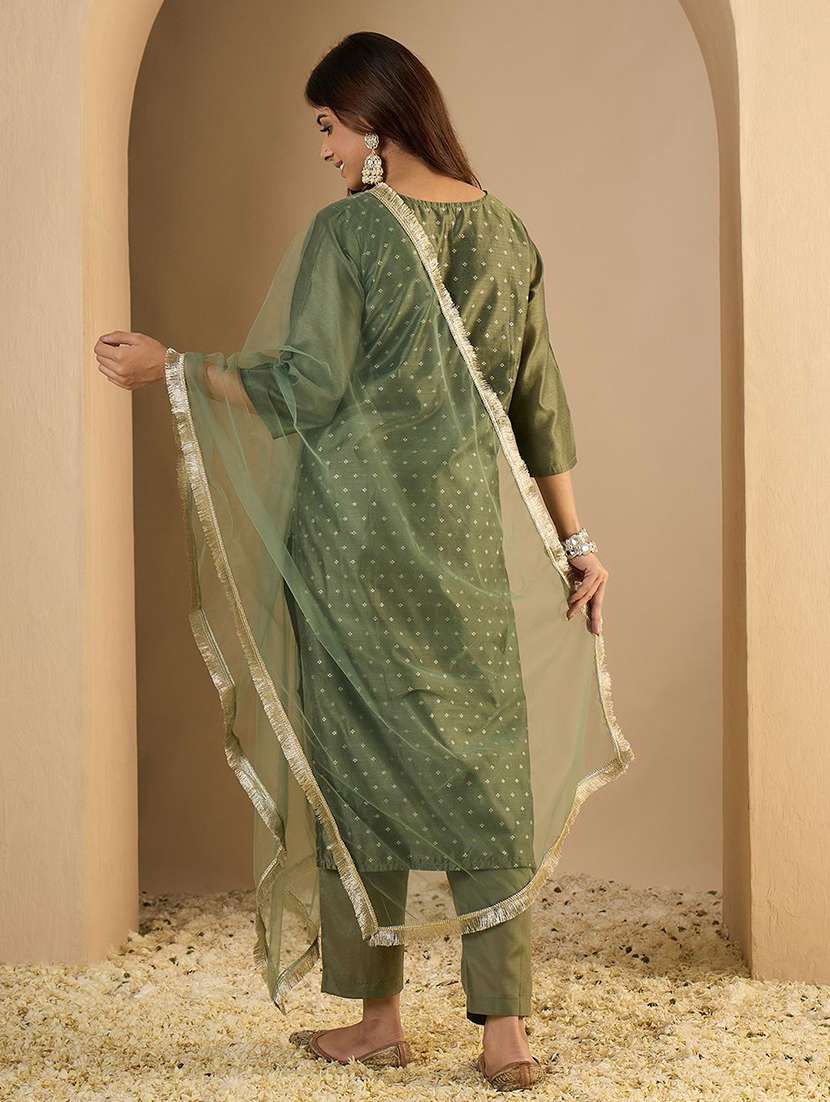 women green kurta dupatta set - 22440267 -  Standard Image - 3