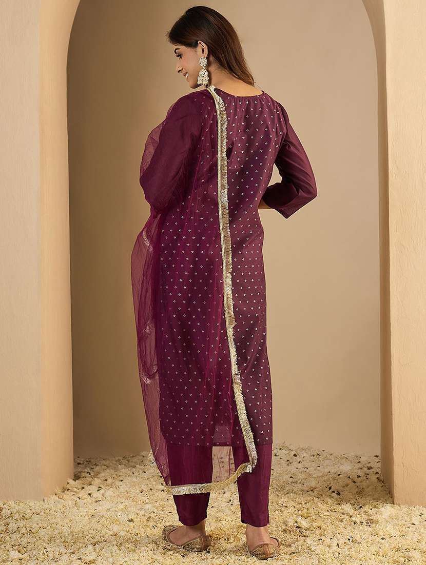women purple kurta dupatta set - 22440268 -  Standard Image - 3