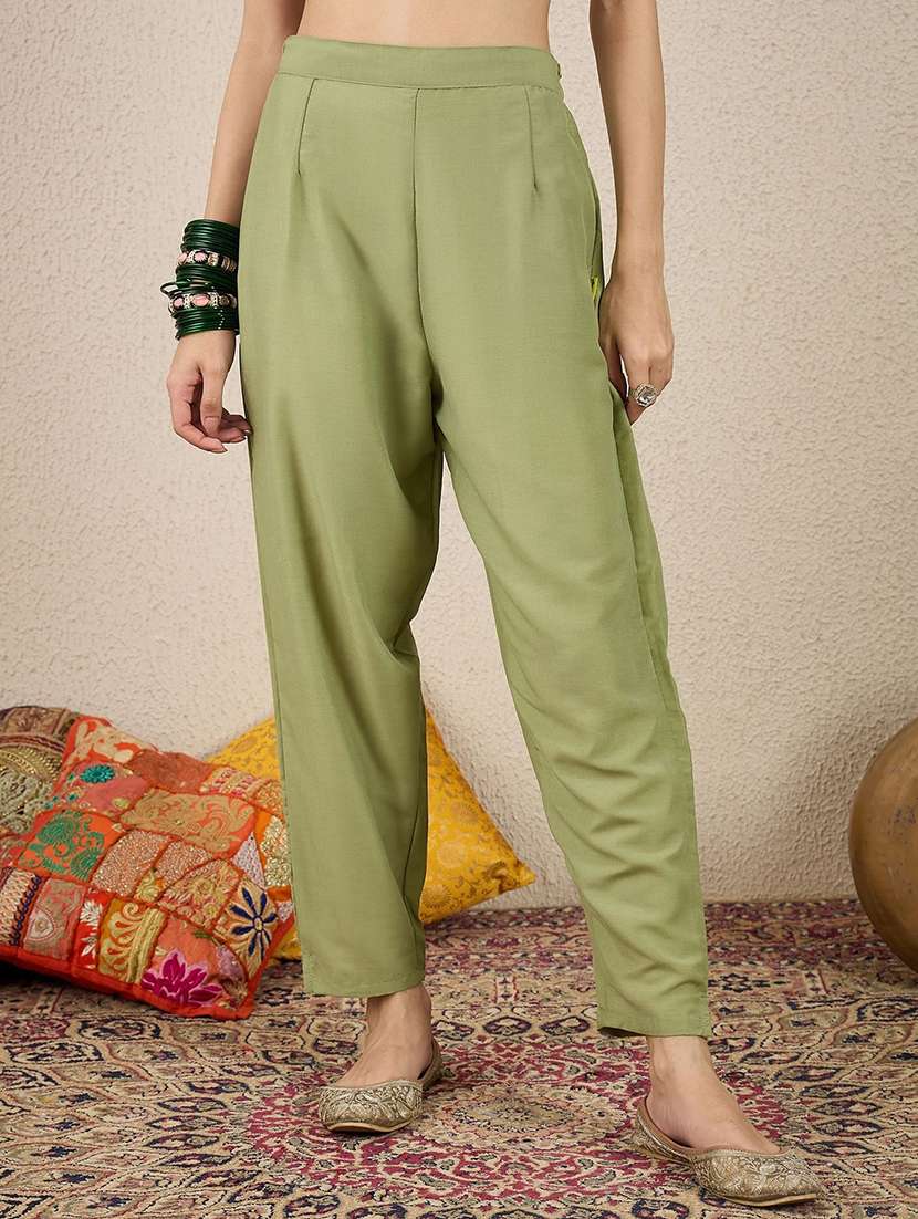 women solid with work three quarter sleeve kurta pant with dupatta set - 22440276 -  Standard Image - 3