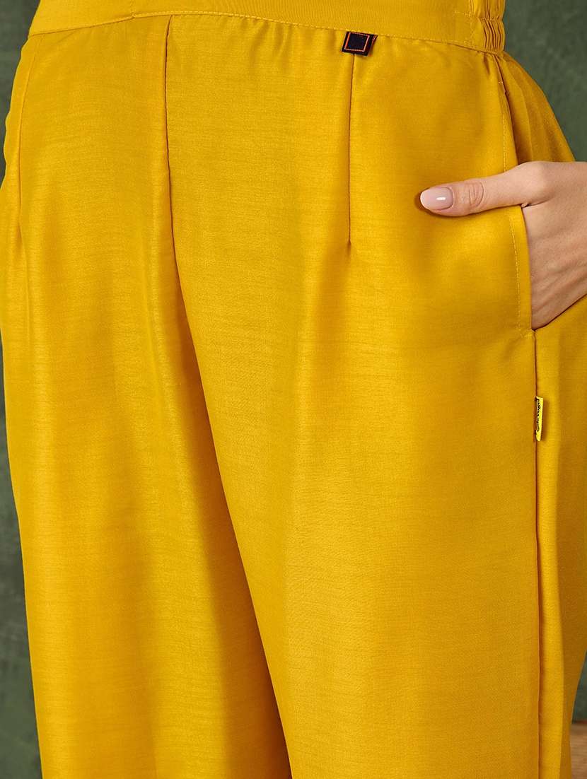 women solid with work three quarter sleeve kurta pant with dupatta set - 22440277 -  Standard Image - 3
