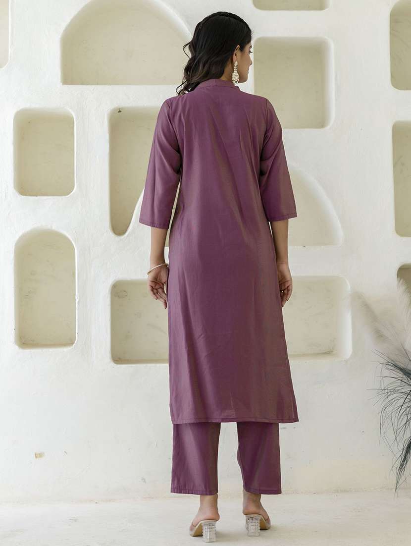 women purple kurta dupatta set - 22440286 -  Standard Image - 3