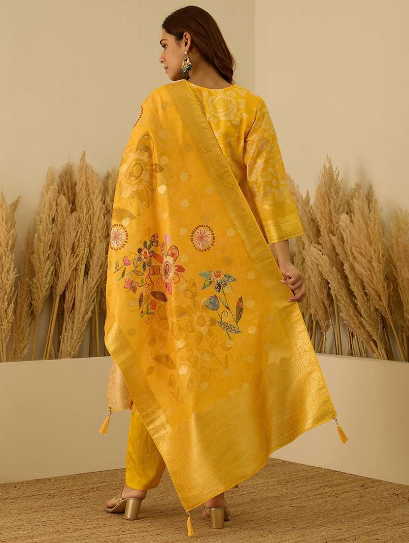 women yellow kurta dupatta set - 22440345 -  Standard Image - 3