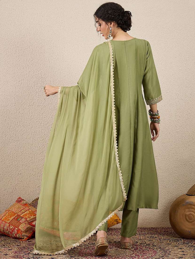 women green kurta dupatta set - 22440365 -  Standard Image - 3