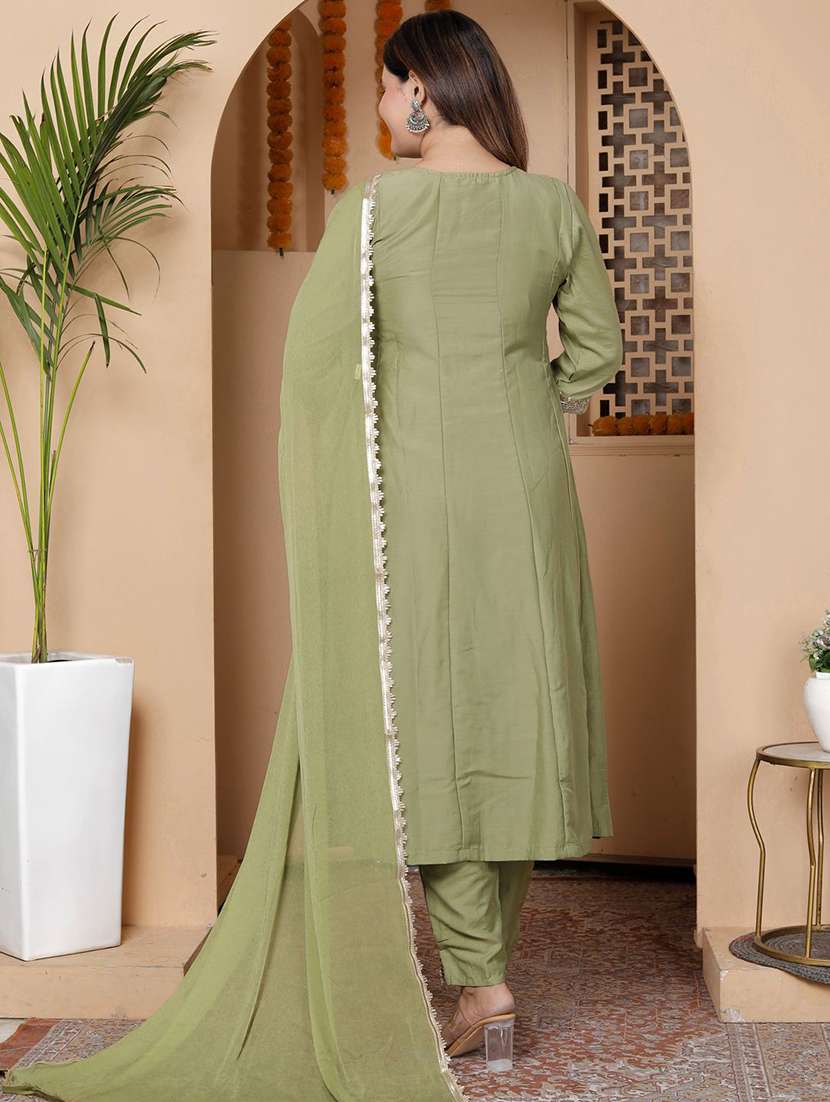 women green kurta dupatta set - 22440366 -  Standard Image - 3