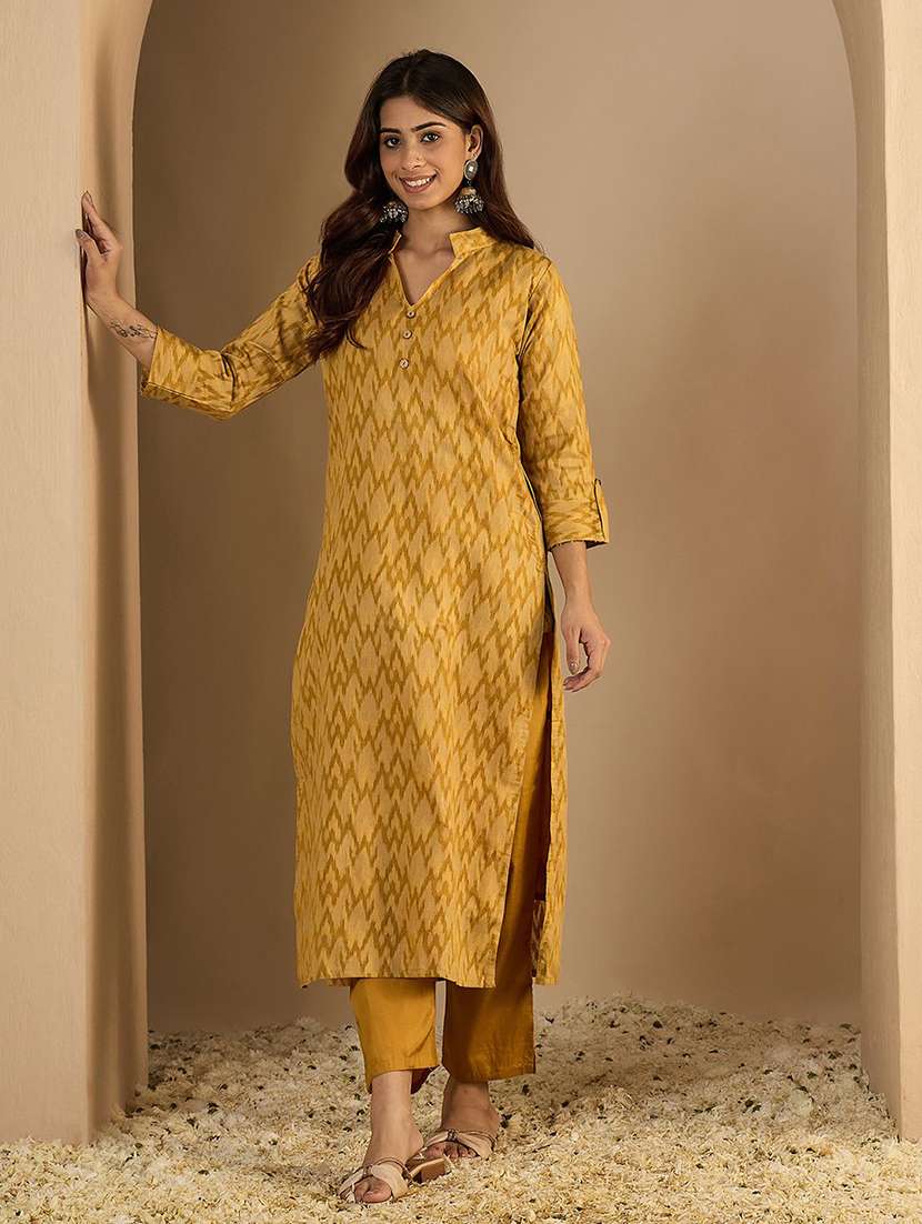 women yellow kurta dupatta set