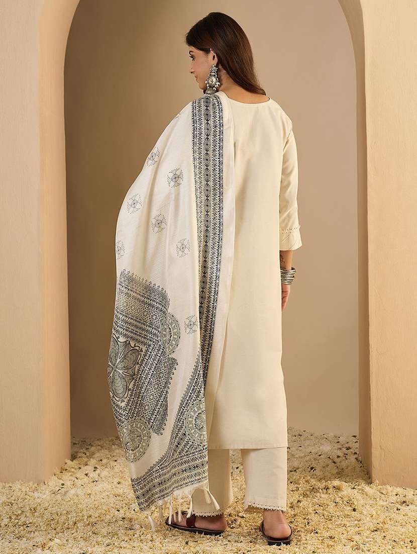 women white kurta dupatta set - 22440380 -  Standard Image - 3