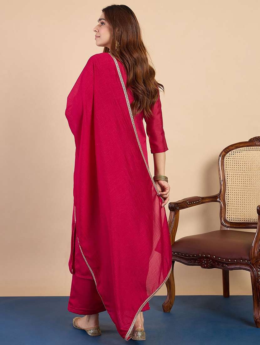 women pink kurta dupatta set - 22440401 -  Standard Image - 3