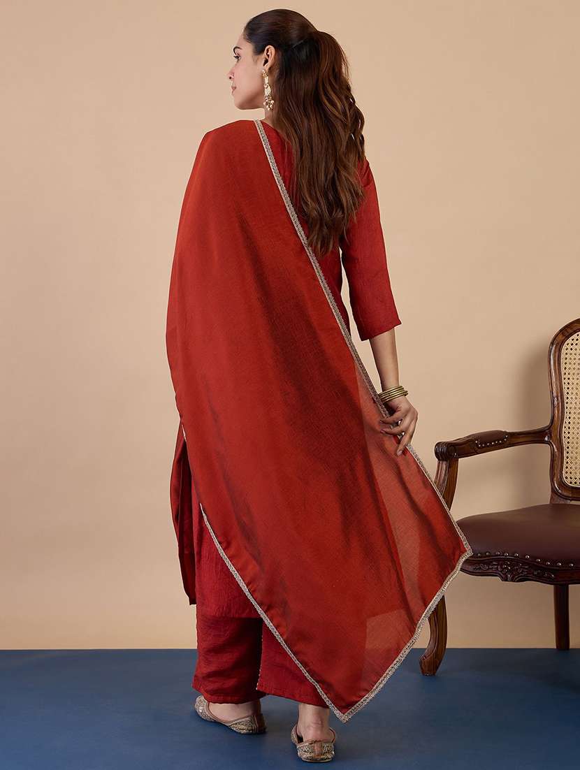 women orange kurta dupatta set - 22440402 -  Standard Image - 3