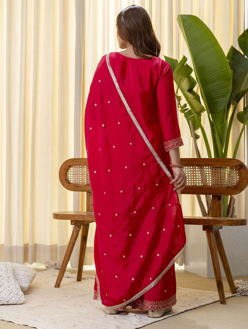 women pink kurta dupatta set - 22440418 -  Standard Image - 3