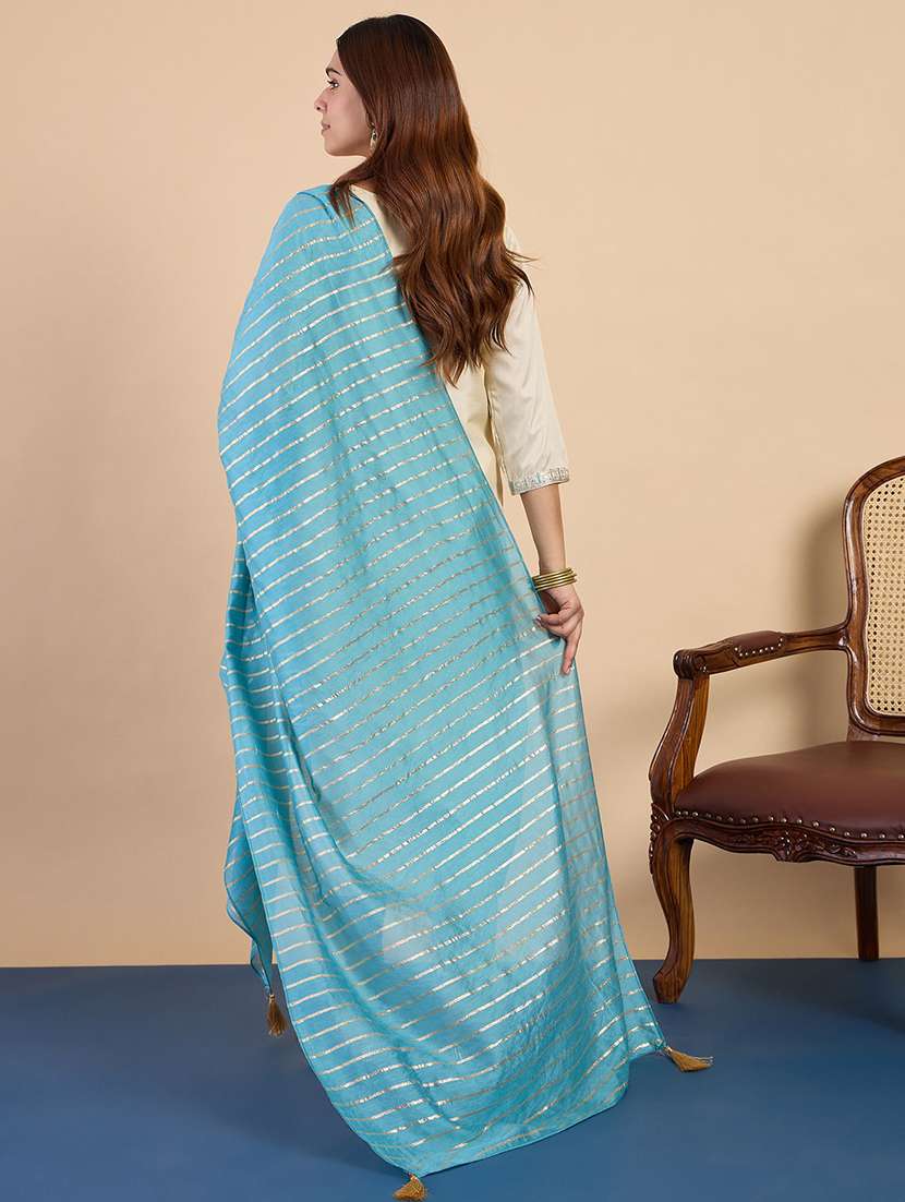 women self design white kurta dupatta set - 22440454 -  Standard Image - 3