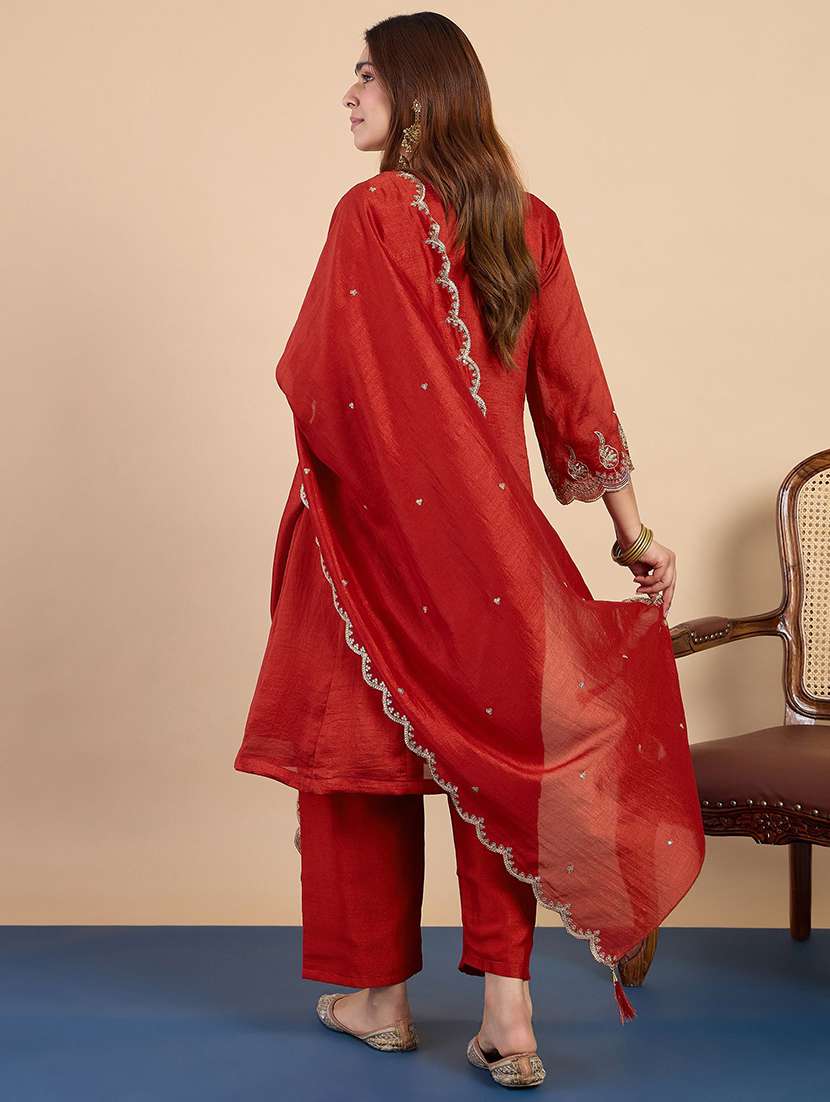 women orange kurta dupatta set - 22440465 -  Standard Image - 3