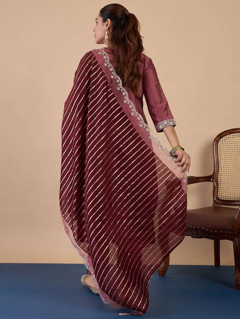 women brown kurta dupatta set - 22440468 -  Standard Image - 3