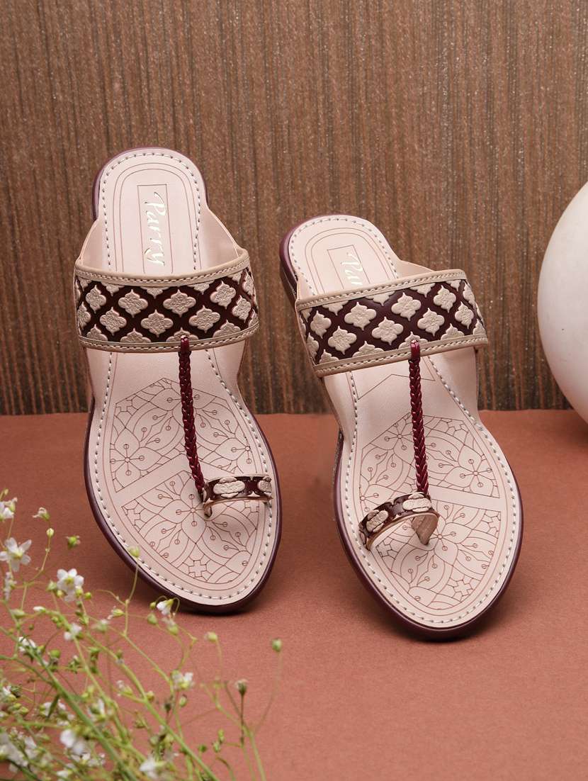 women slip on kholapuri flat sandals
