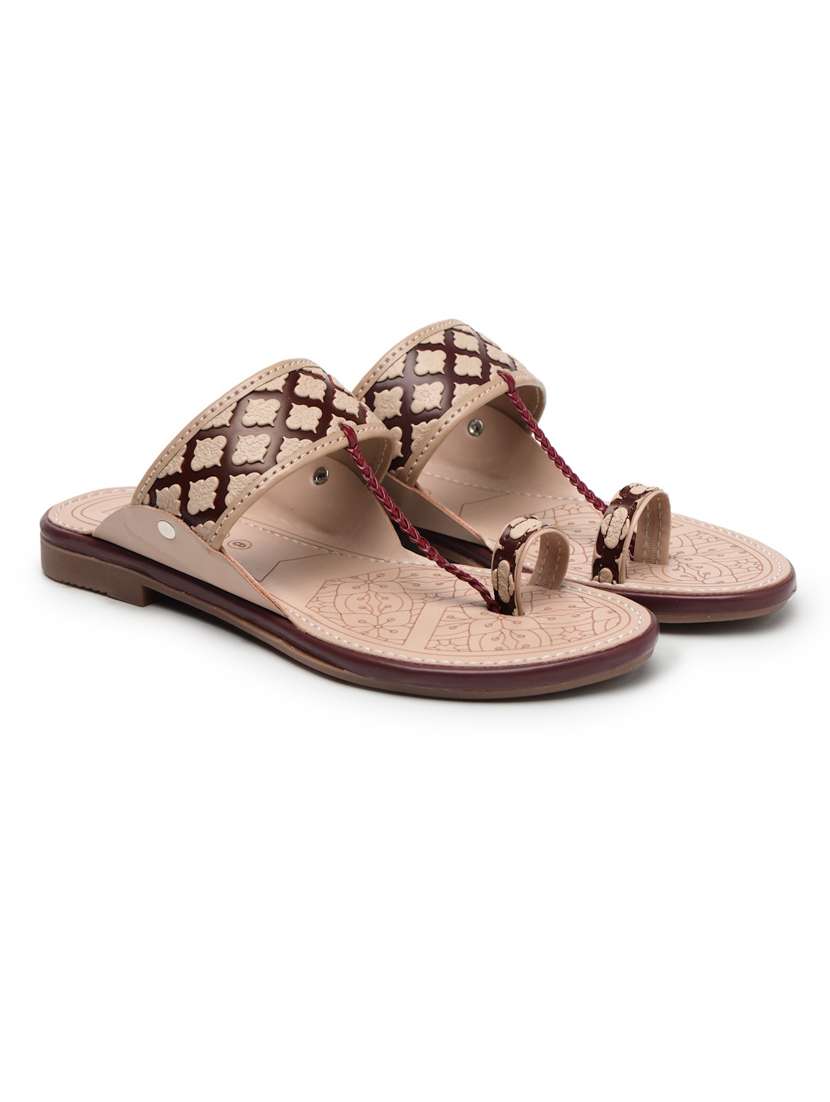 women slip on kholapuri flat sandals - 22440678 -  Standard Image - 3
