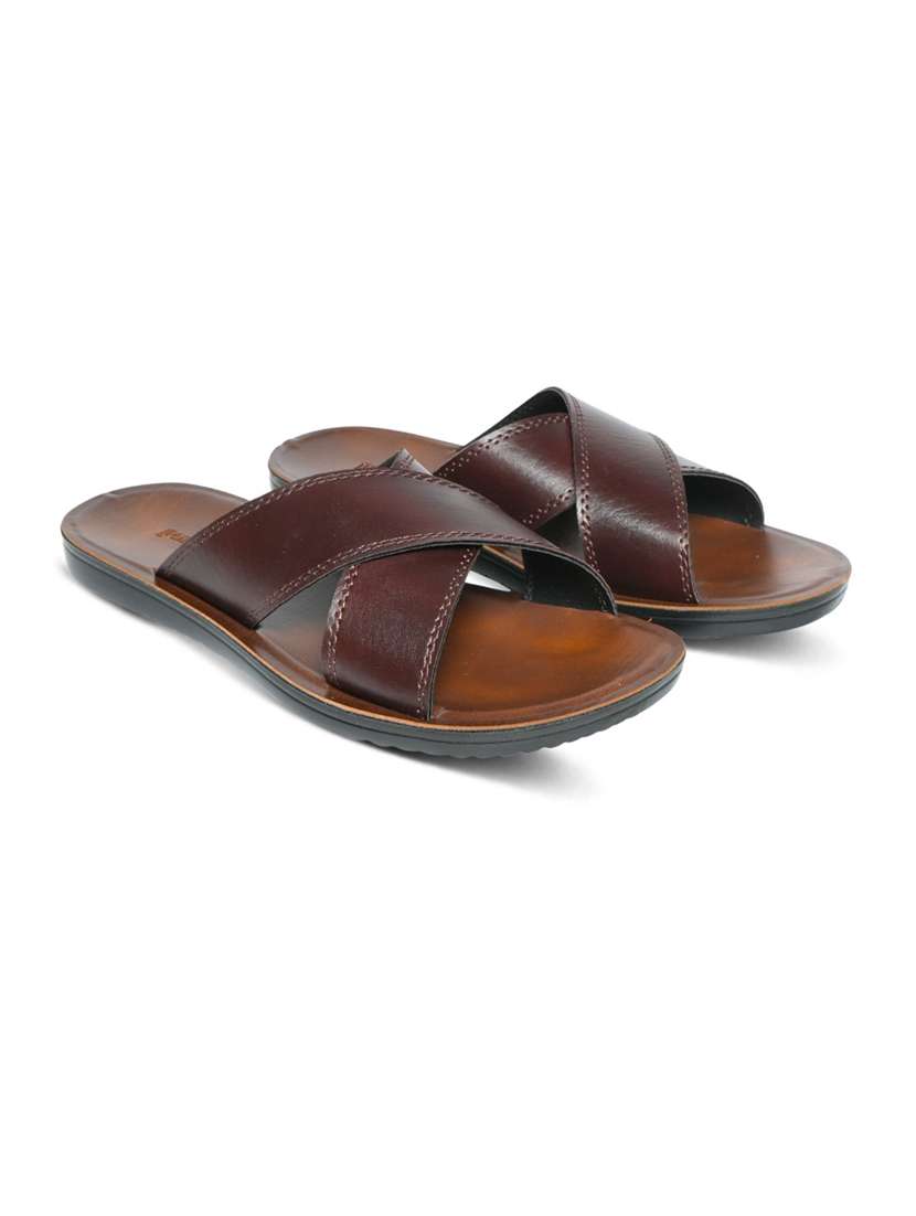 men brown slip on flat sandals - 22440689 -  Standard Image - 3