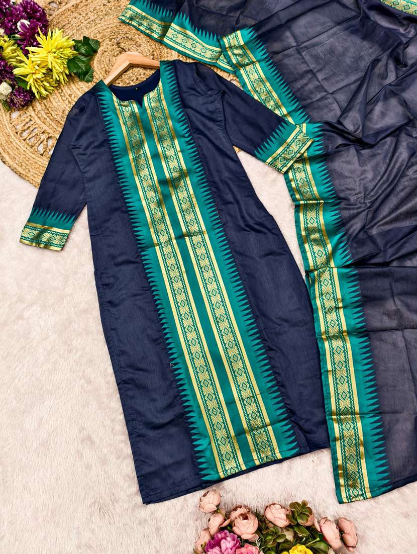 women self design three quarter sleeve kurta pant with dupatta set - 22440843 -  Standard Image - 3