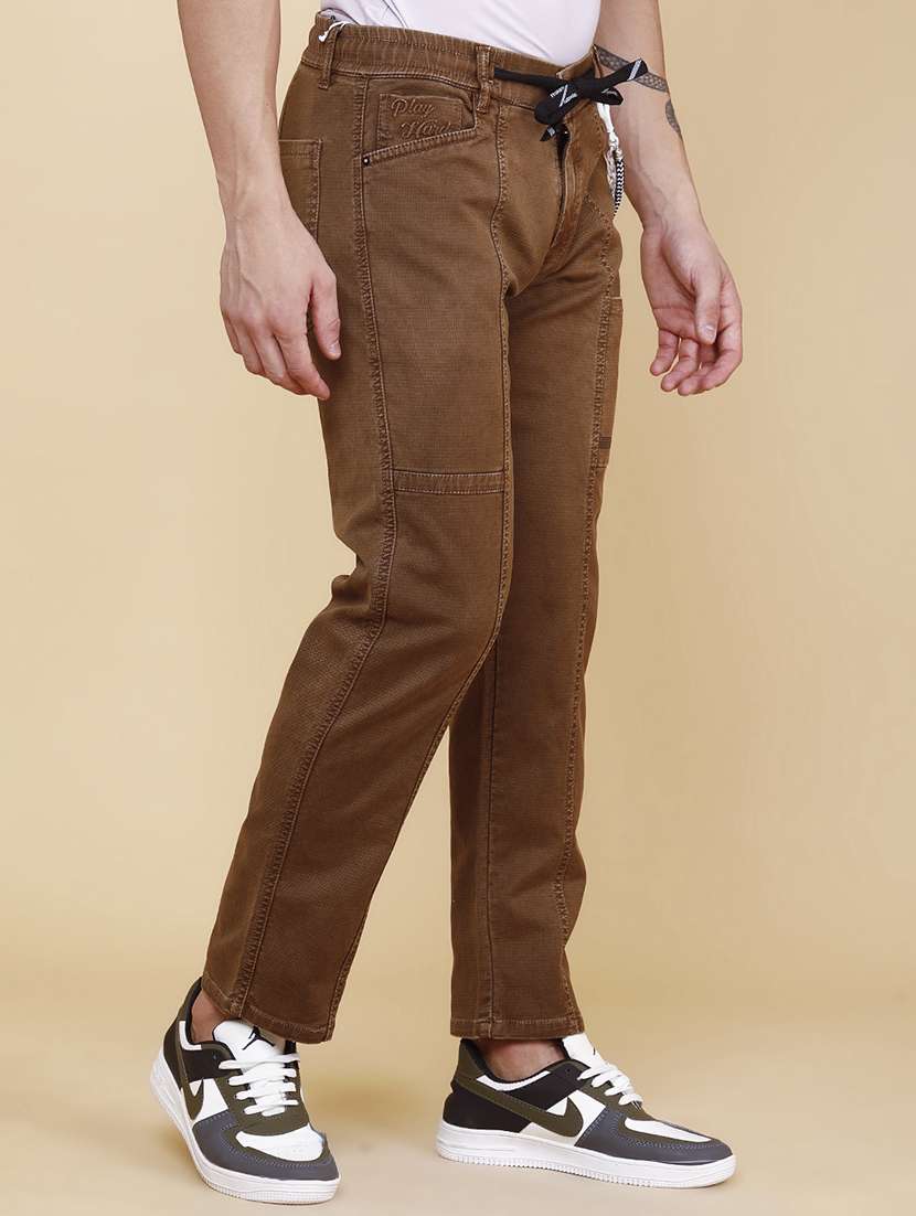 men plain mid rise full length slim fit jeans - 22440960 -  Standard Image - 3