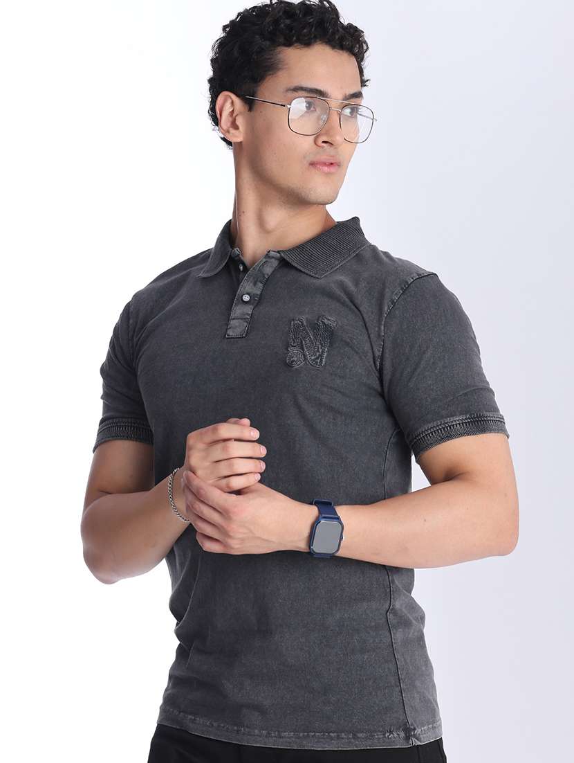 men solid short sleeve slim fit polo t-shirt