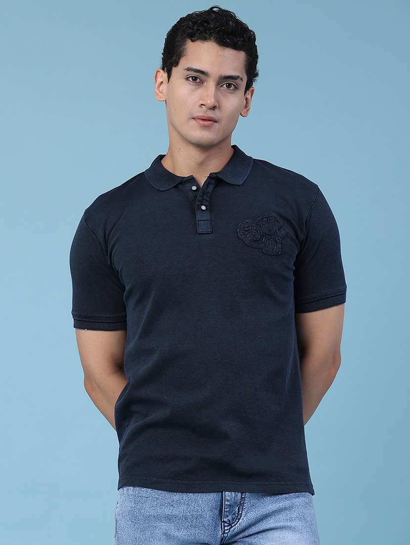 men solid short sleeves polo t-shirt