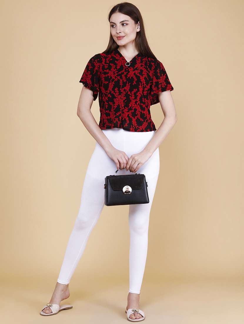women printed v neck flared sleeves top - 22440973 -  Standard Image - 5