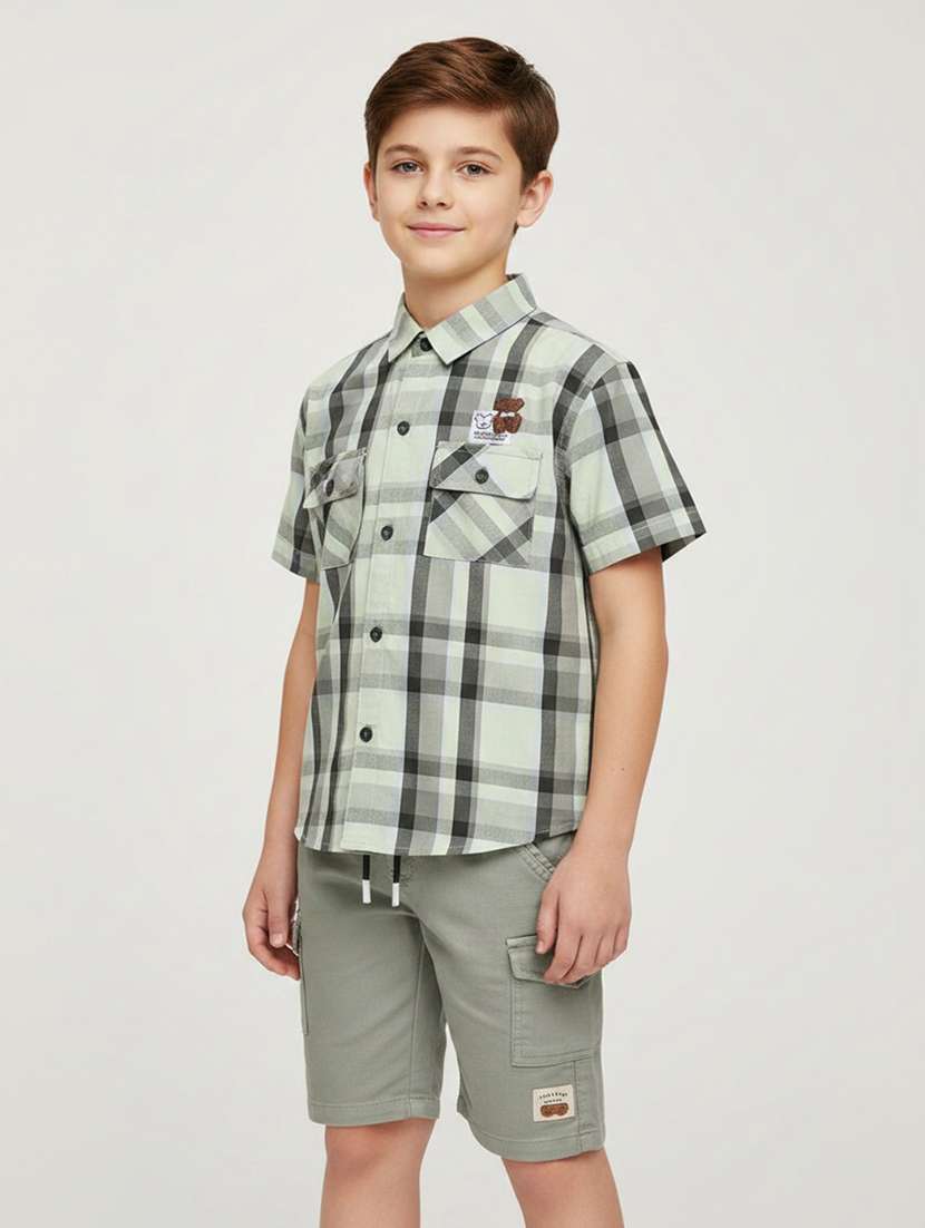 boys printed short sleeves shirt and shorts set