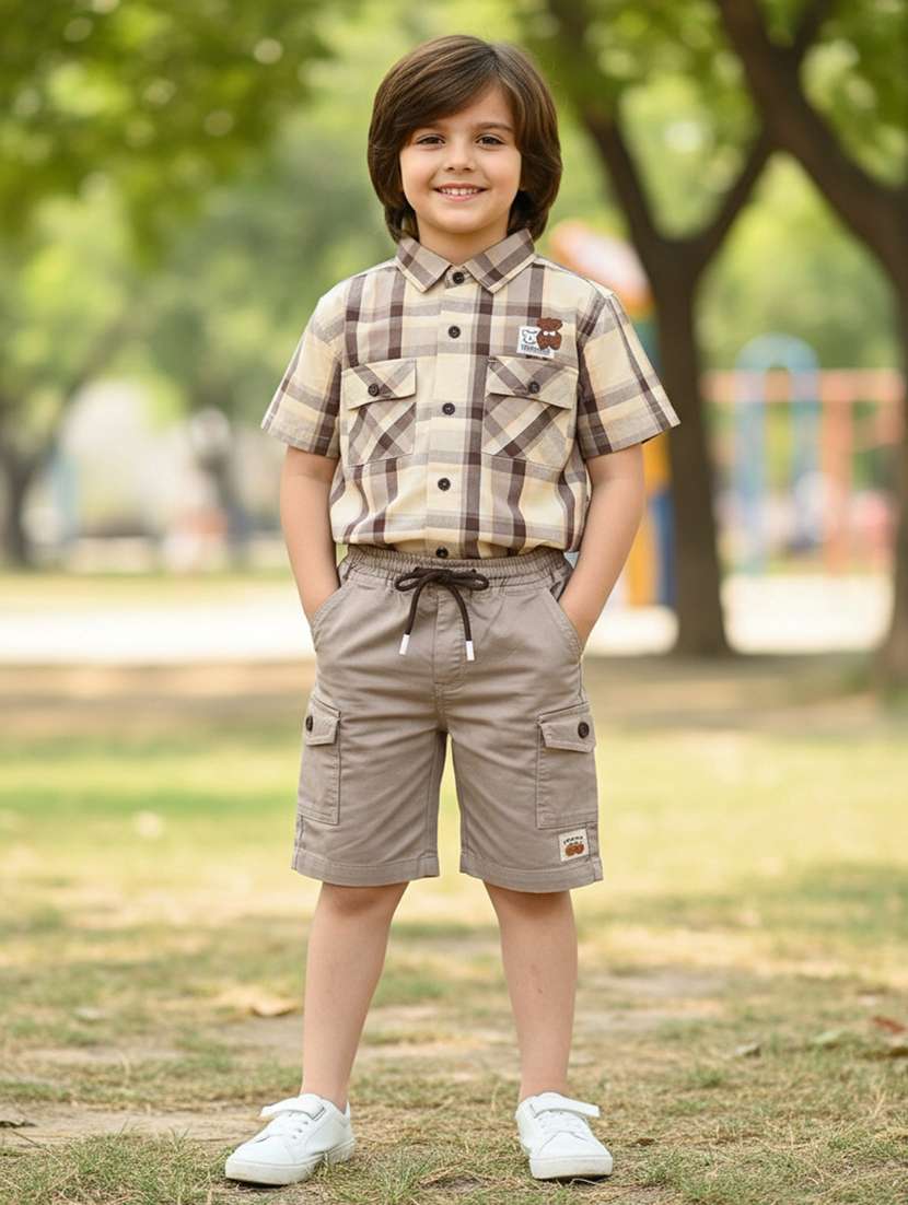 boys printed short sleeves shirt and shorts set