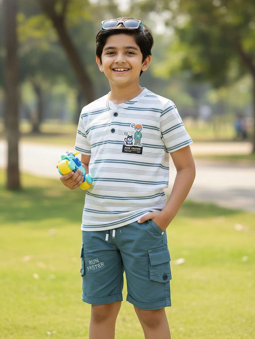 boys printed short sleeves t-shirt and shorts set