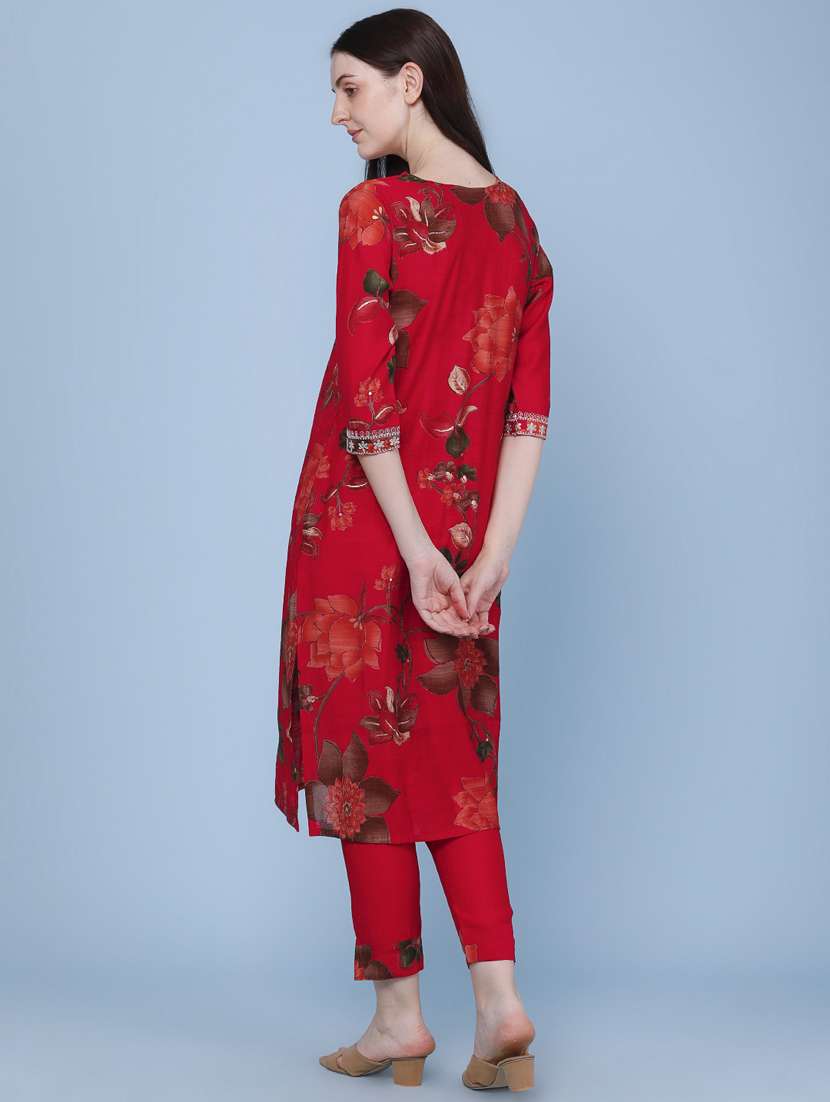 women printed three quarter sleeve kurta pant set - 22441000 -  Standard Image - 3