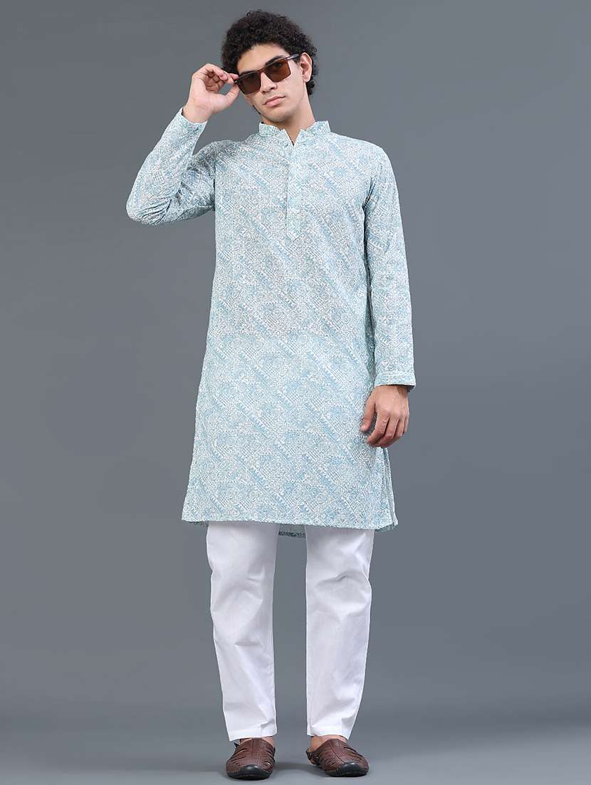 men embroidered long sleeves kurta pyjama set