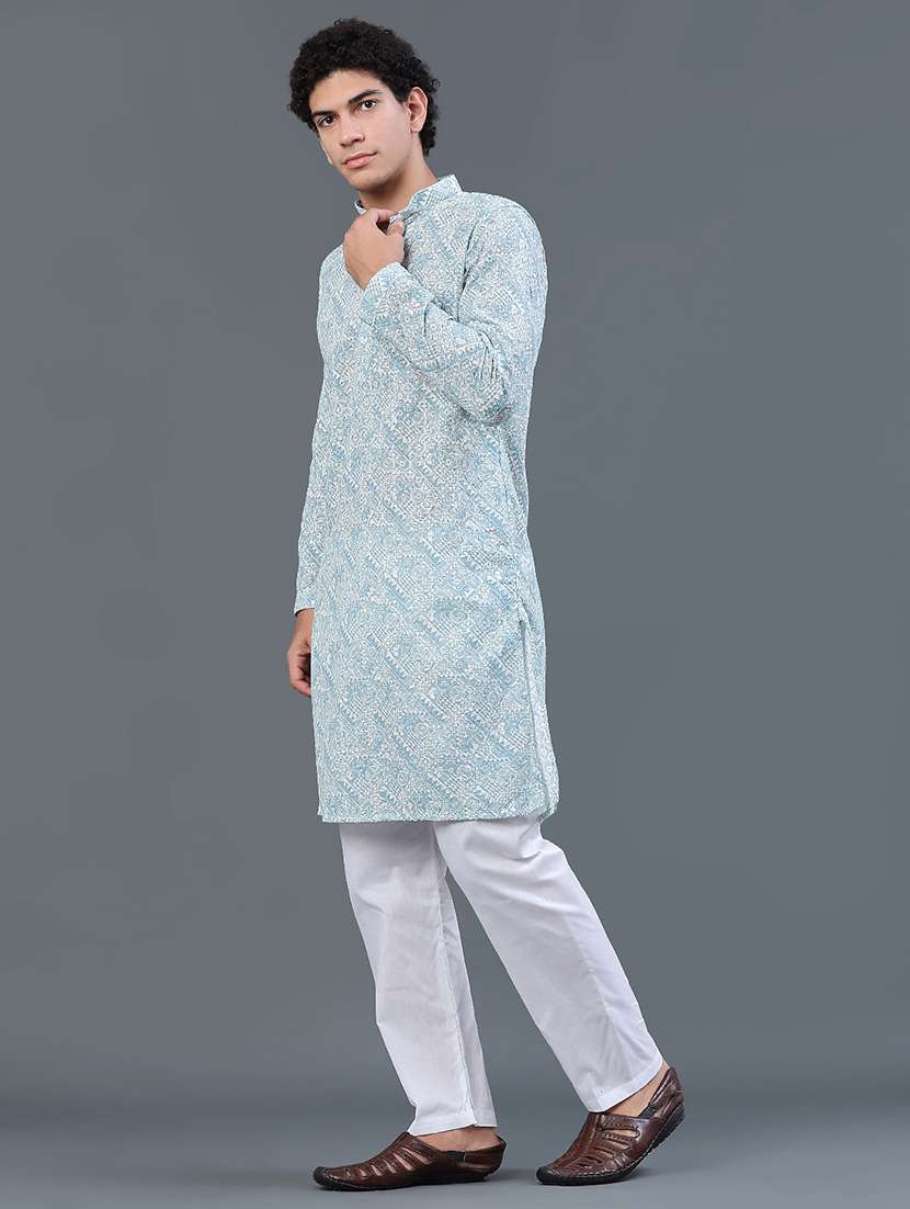 men embroidered long sleeves kurta pyjama set - 22441034 -  Standard Image - 3