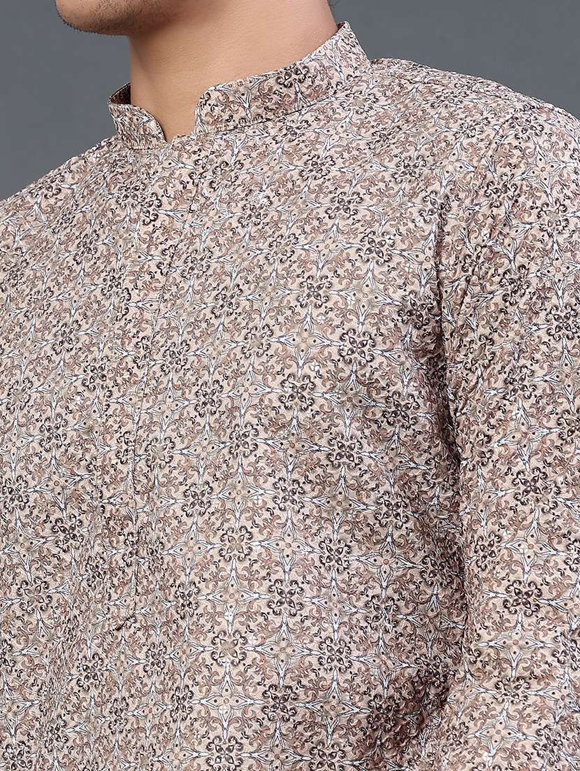 men printed long sleeves kurta pyjama set - 22441037 -  Standard Image - 5
