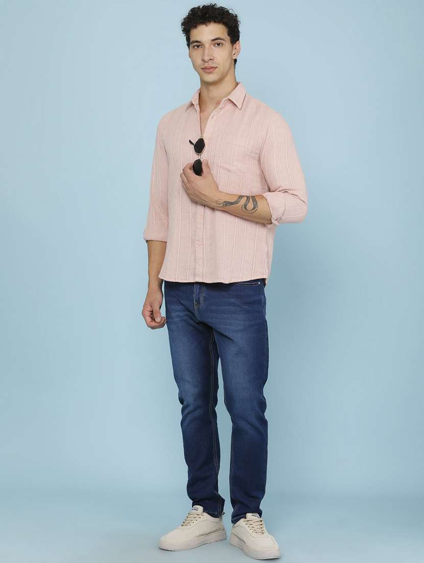 Men Self Design Long Sleeve Regular Fit Casual Shirt - 22441047 -  Standard Image - 5