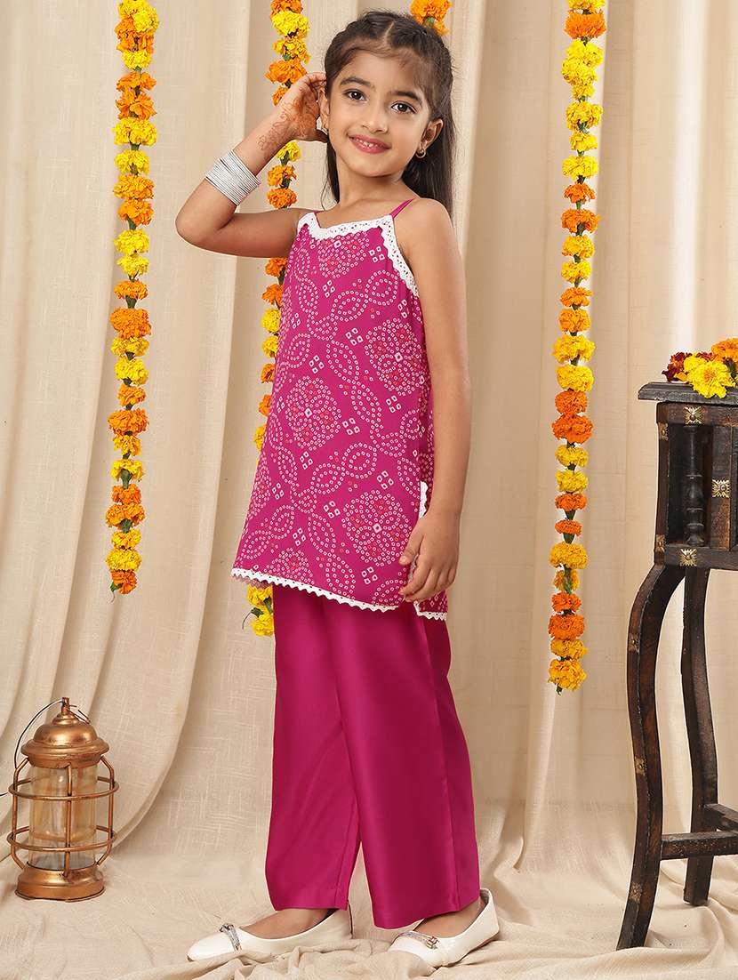 girl  pink georgette kurta pant set suit set - 22441079 -  Standard Image - 5